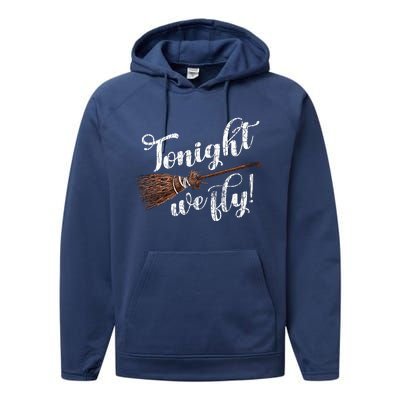 Tonight We Fly Fun Halloween Pumpkin Witches Performance Fleece Hoodie