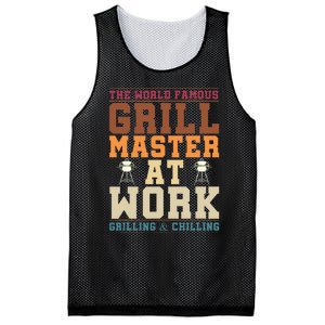 The World Famous Grill Master At Work Funny BBQ Barbecue Mesh Reversible Basketball Jersey Tank