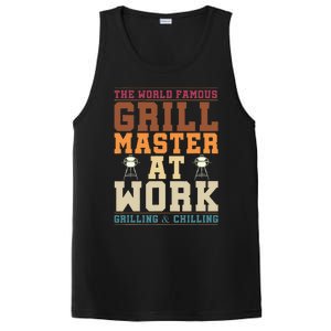 The World Famous Grill Master At Work Funny BBQ Barbecue PosiCharge Competitor Tank