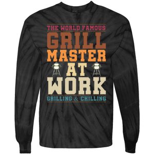 The World Famous Grill Master At Work Funny BBQ Barbecue Tie-Dye Long Sleeve Shirt