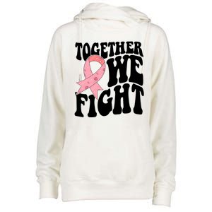 Together We Fight Breast Cancer Retro Womens Funnel Neck Pullover Hood