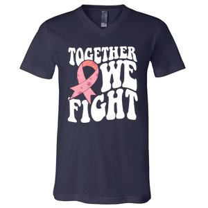 Together We Fight Breast Cancer Retro V-Neck T-Shirt