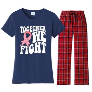 Together We Fight Breast Cancer Retro Women's Flannel Pajama Set