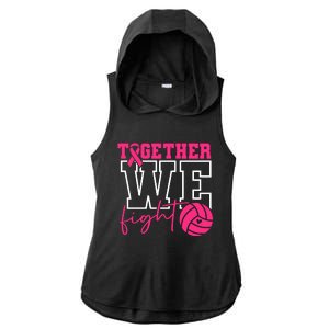 Together We Fight Volleyball Breast Cancer Pink Ribbon Ladies PosiCharge Tri-Blend Wicking Draft Hoodie Tank