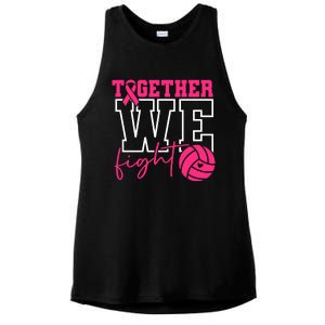 Together We Fight Volleyball Breast Cancer Pink Ribbon Ladies PosiCharge Tri-Blend Wicking Tank