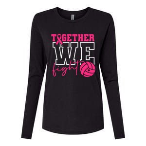 Together We Fight Volleyball Breast Cancer Pink Ribbon Womens Cotton Relaxed Long Sleeve T-Shirt