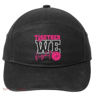 Together We Fight Volleyball Breast Cancer Pink Ribbon 7-Panel Snapback Hat