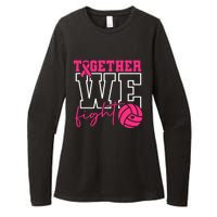 Together We Fight Volleyball Breast Cancer Pink Ribbon Womens CVC Long Sleeve Shirt