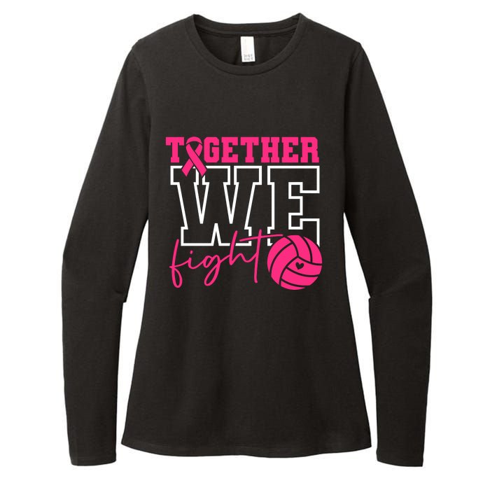 Together We Fight Volleyball Breast Cancer Pink Ribbon Womens CVC Long Sleeve Shirt