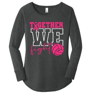 Together We Fight Volleyball Breast Cancer Pink Ribbon Women's Perfect Tri Tunic Long Sleeve Shirt