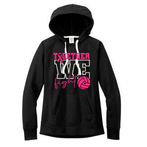 Together We Fight Volleyball Breast Cancer Pink Ribbon Women's Fleece Hoodie