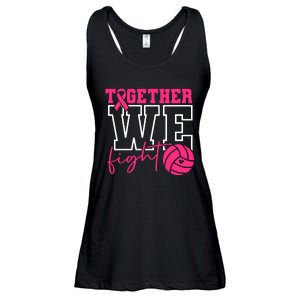 Together We Fight Volleyball Breast Cancer Pink Ribbon Ladies Essential Flowy Tank