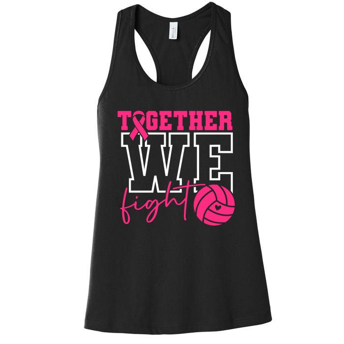 Together We Fight Volleyball Breast Cancer Pink Ribbon Women's Racerback Tank