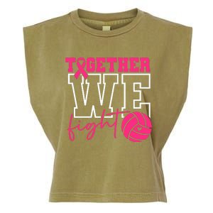 Together We Fight Volleyball Breast Cancer Pink Ribbon Garment-Dyed Women's Muscle Tee