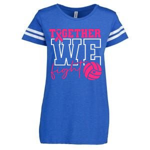 Together We Fight Volleyball Breast Cancer Pink Ribbon Enza Ladies Jersey Football T-Shirt