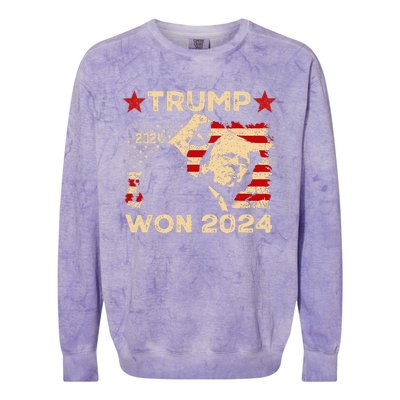 Trump Won Fist Pump Jd Vance 2024 Inaugration 47th President Colorblast Crewneck Sweatshirt