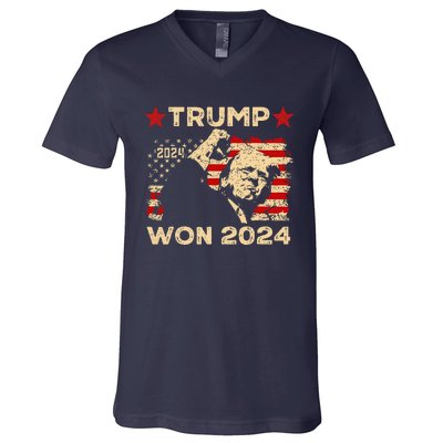 Trump Won Fist Pump Jd Vance 2024 Inaugration 47th President V-Neck T-Shirt