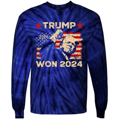 Trump Won Fist Pump Jd Vance 2024 Inaugration 47th President Tie-Dye Long Sleeve Shirt