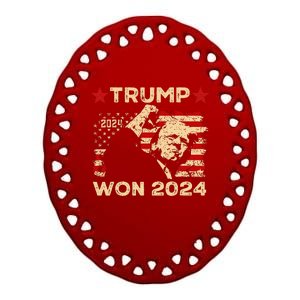 Trump Won Fist Pump Jd Vance 2024 Inaugration 47th President Ceramic Oval Ornament