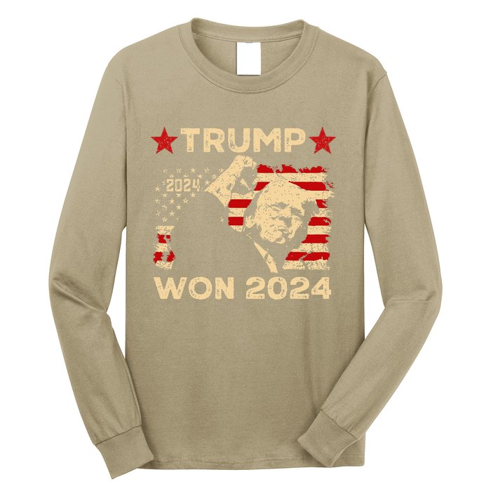 Trump Won Fist Pump Jd Vance 2024 Inaugration 47th President Long Sleeve Shirt