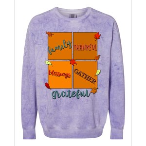 Thanksgiving Words Family Thankful Blessings Gather Meaningful Gift Colorblast Crewneck Sweatshirt