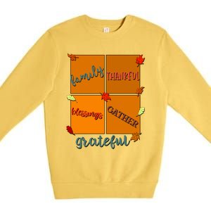 Thanksgiving Words Family Thankful Blessings Gather Meaningful Gift Premium Crewneck Sweatshirt