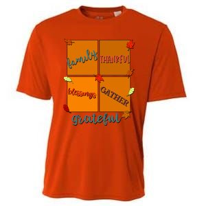 Thanksgiving Words Family Thankful Blessings Gather Meaningful Gift Cooling Performance Crew T-Shirt