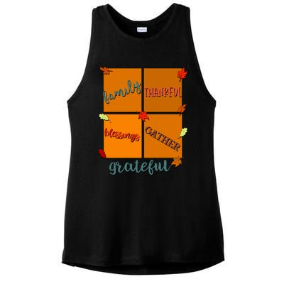 Thanksgiving Words Family Thankful Blessings Gather Meaningful Gift Ladies PosiCharge Tri-Blend Wicking Tank