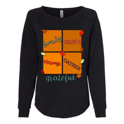 Thanksgiving Words Family Thankful Blessings Gather Meaningful Gift Womens California Wash Sweatshirt