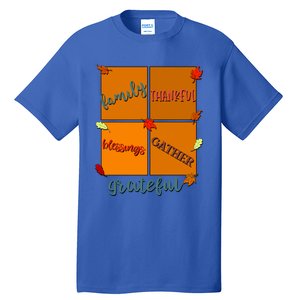 Thanksgiving Words Family Thankful Blessings Gather Meaningful Gift Tall T-Shirt