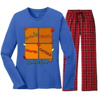 Thanksgiving Words Family Thankful Blessings Gather Meaningful Gift Women's Long Sleeve Flannel Pajama Set 