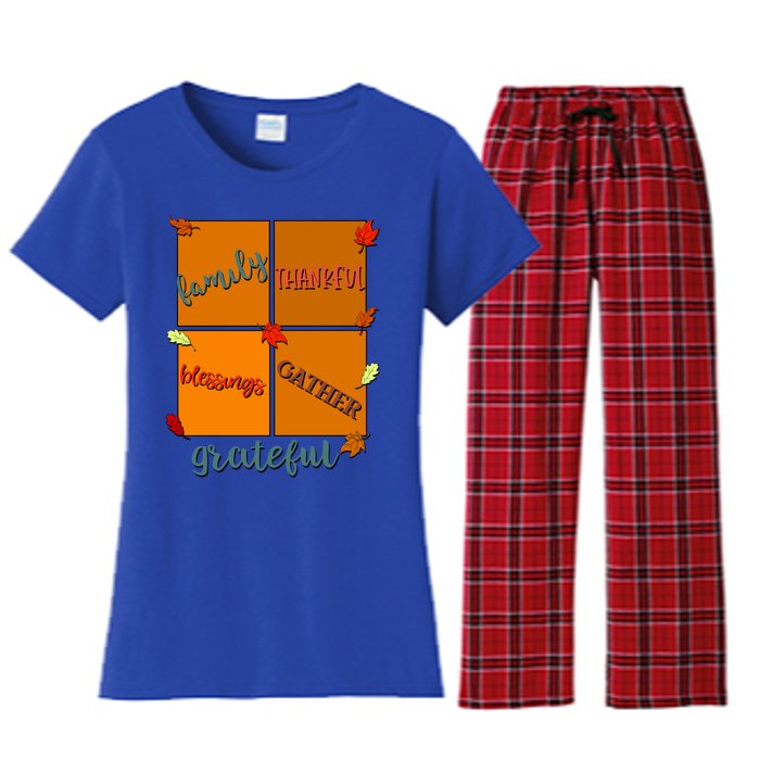 Thanksgiving Words Family Thankful Blessings Gather Meaningful Gift Women's Flannel Pajama Set