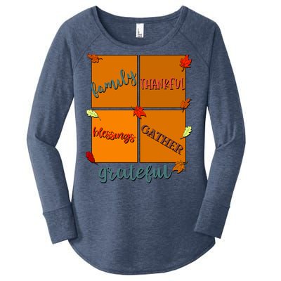 Thanksgiving Words Family Thankful Blessings Gather Meaningful Gift Women's Perfect Tri Tunic Long Sleeve Shirt