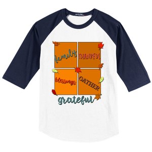 Thanksgiving Words Family Thankful Blessings Gather Meaningful Gift Baseball Sleeve Shirt