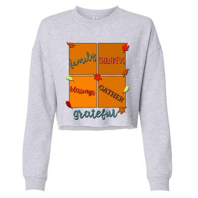 Thanksgiving Words Family Thankful Blessings Gather Meaningful Gift Cropped Pullover Crew