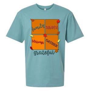 Thanksgiving Words Family Thankful Blessings Gather Meaningful Gift Sueded Cloud Jersey T-Shirt