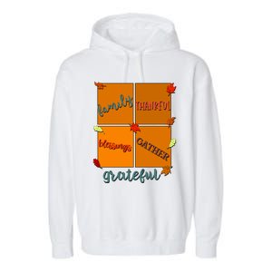 Thanksgiving Words Family Thankful Blessings Gather Meaningful Gift Garment-Dyed Fleece Hoodie