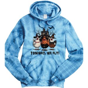 Tonight We Fly Funny Chicken Halloween Spooky Season Tie Dye Hoodie