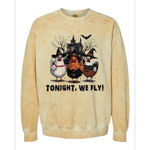 Tonight We Fly Funny Chicken Halloween Spooky Season Colorblast Crewneck Sweatshirt