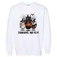 Tonight We Fly Funny Chicken Halloween Spooky Season Garment-Dyed Sweatshirt