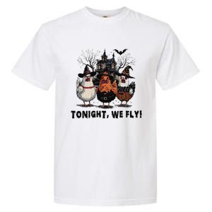 Tonight We Fly Funny Chicken Halloween Spooky Season Garment-Dyed Heavyweight T-Shirt