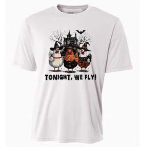 Tonight We Fly Funny Chicken Halloween Spooky Season Cooling Performance Crew T-Shirt