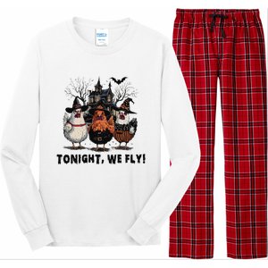 Tonight We Fly Funny Chicken Halloween Spooky Season Long Sleeve Pajama Set