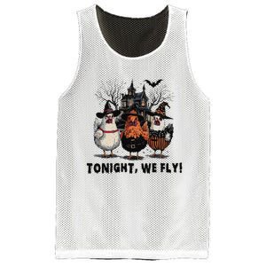 Tonight We Fly Funny Chicken Halloween Spooky Season Mesh Reversible Basketball Jersey Tank