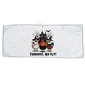 Tonight We Fly Funny Chicken Halloween Spooky Season Large Microfiber Waffle Golf Towel