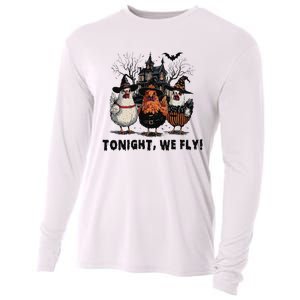 Tonight We Fly Funny Chicken Halloween Spooky Season Cooling Performance Long Sleeve Crew