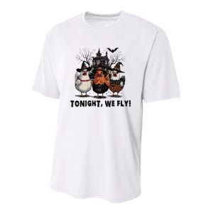 Tonight We Fly Funny Chicken Halloween Spooky Season Youth Performance Sprint T-Shirt