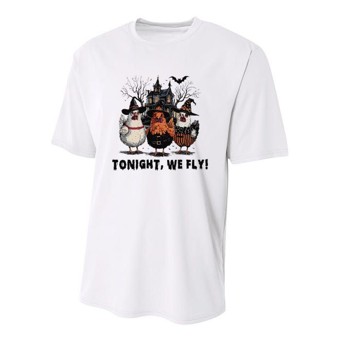 Tonight We Fly Funny Chicken Halloween Spooky Season Youth Performance Sprint T-Shirt