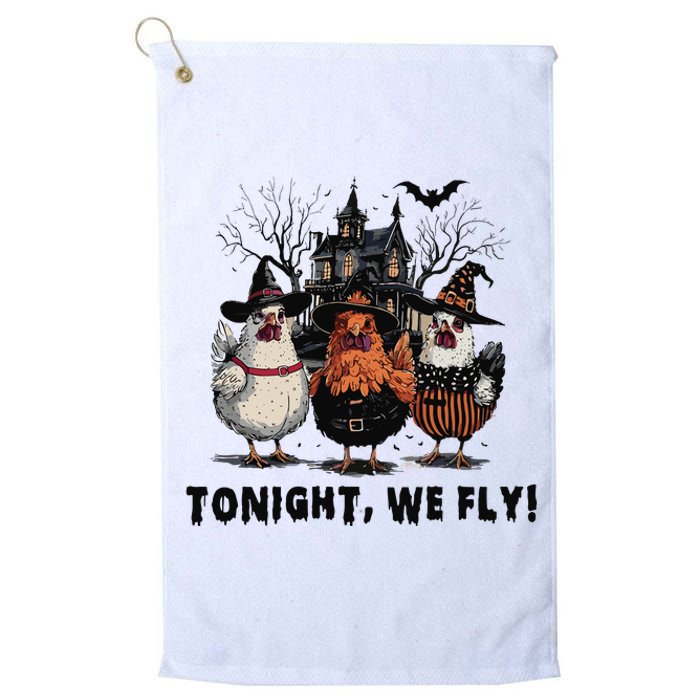 Tonight We Fly Funny Chicken Halloween Spooky Season Platinum Collection Golf Towel