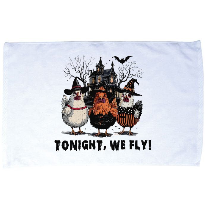 Tonight We Fly Funny Chicken Halloween Spooky Season Microfiber Hand Towel